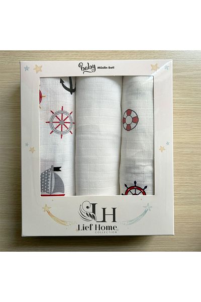 Lief Home Set of 3 Muslin Covers |   75X85Cm |   100% Cotton |   Boxed for Newborn