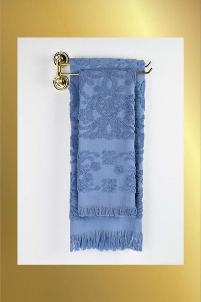 birizmoda Isabel Fringed Bath Towel-Blue