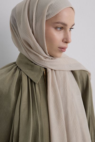 FENZA SCARF Lilyum Sand Beige Fringe Tassel Cotton Shawl
