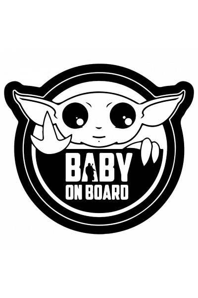 INOVATIX Set de 8 piese, autocolant Baby on board grodu Mandalorian, INOVATIX®. 6 cm
