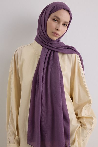 FENZA SCARF Brice Plum Long Fringe Tassel Cotton Shawl