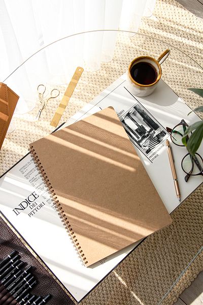 PAPERORA A4 Kraft Cardboard Cover 70 Sheets 110 Gram Checkered Notepad