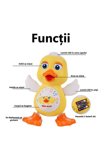 LUDIRO Interactive Dancing Duck, Sings, Moves Eyes, Moves, Led Lights, Moving Wings