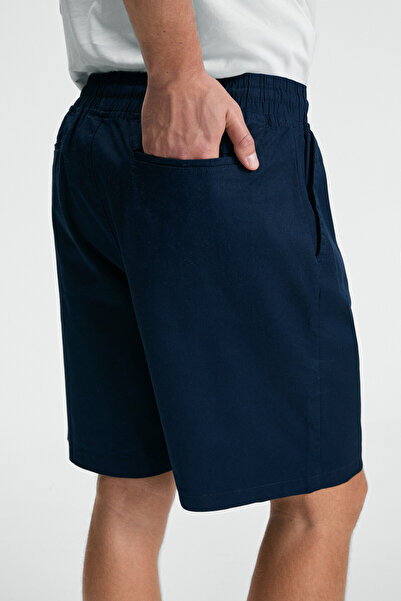 GRIMELANGE LASPER Erkek Likralı Yanları Cepli Beli Lastikli Relaxed Fit Lacivert Şort