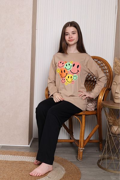 Pyjama Familya Young Girl Figure Slim Long Sleeve Pajamas Set