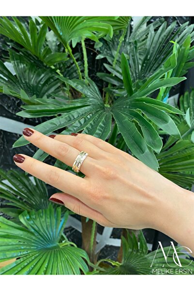 MELİKE ERSİN خاتم فولاذ للنساء من سلسلة VIP مصنوع من الذهب عيار 14 قيراط مع أ...