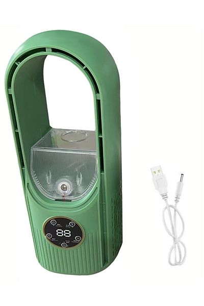 zola Ventilator racire aer,umidificator silentios,purificator,lumina ambientala,100 ml,30x12x11 cm,verde