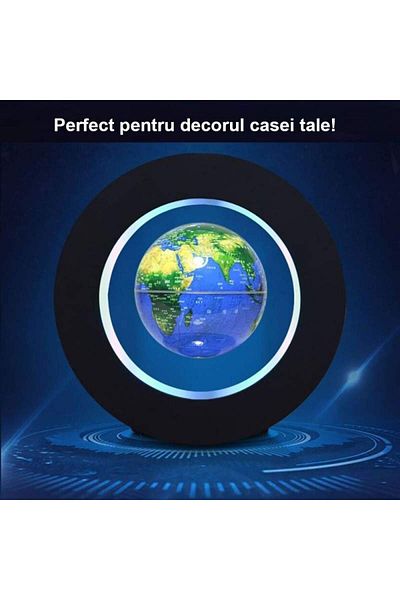 SIKS ® Magnetic Levitating Globe, LED Lighting, Round Stand, Power Cable, Automatic Rotation, Blue