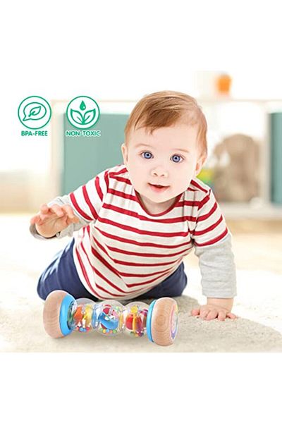 play Rainmaker Wooden Rain Stick Montessori Toys,Baby Rattle Shaker Sensory Developmental Toy