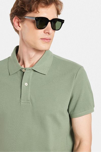 Tudors Ανδρικό T-shirt Slim Fit Slim Fit 100% βαμβακερό πράσινο γιακά πόλο