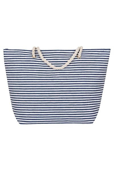 OEM Beach Bag, Blue and White, Textile Material, 56 x 39 x 18 cm