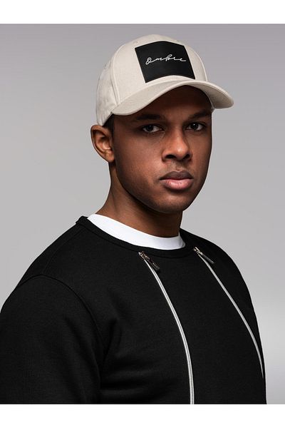 OMBRE Herren Baseballcap mit großem Patch - creme V4 OM-ACCS-0101
