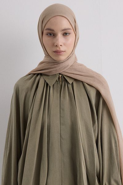 FENZA SCARF Brice Light Mink Long Fringe Tassel Cotton Shawl