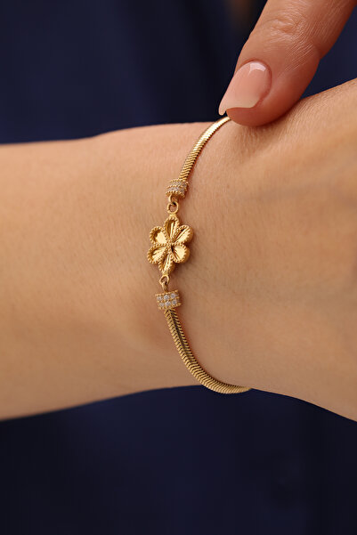YAVUZ KUYUMCULUK 14 Ayar Altın Kalemli Yonca Bileklik