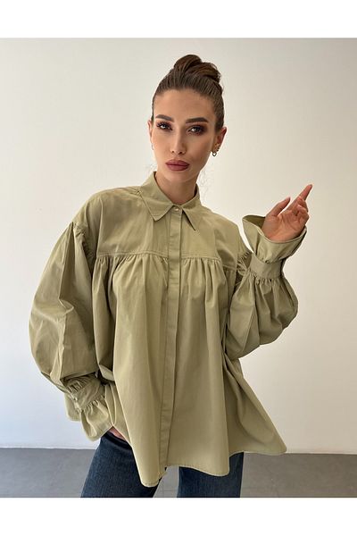 ossons Cămașă cu mânecă largă cu șnur cu design supradimensionat
