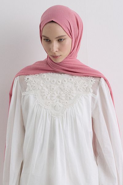 FENZA SCARF Brice Candy Pink Long Fringe Tassel Cotton Shawl