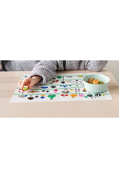 IKEA QUALİTY Dikdörtgen Çocuk Amerikan Servisi 30x40 Cm İkea Tabak Servis Altlığı Desenli Altlık Beyaz