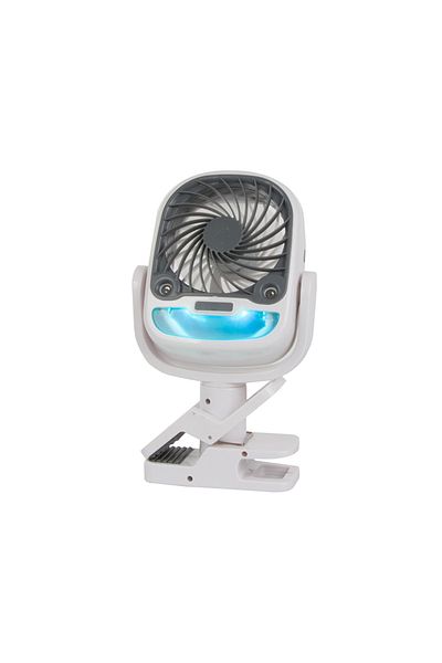 zola 2 in 1 fan with humidifier, 360°, 3 speeds, lighting, desk clip, wireless, 25x12.5x12.5 cm, white