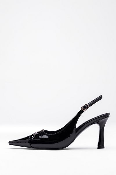 Tasarım Women's Patent Leather Thin Heeled Cross Strap Elegant Evening Shoes