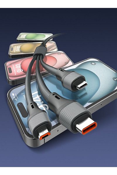 Foji 3-in-1 USB Cable 100W Fast Charging | Braided, Anti-Bend, Metal Shell | Turbo Engine Tech
