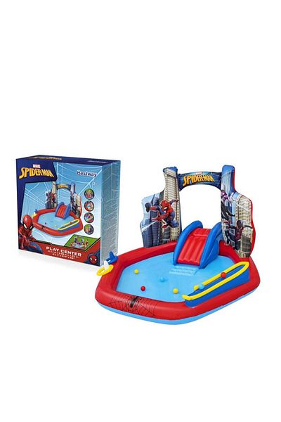 BESTWAY Children's Pool with Slide, Balls, and Spider-Man Design Inflatable