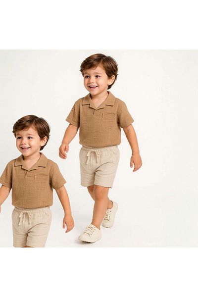 Biberon Çocuk Giyim Wiki Bom Muslin Shorts Suit 3/10