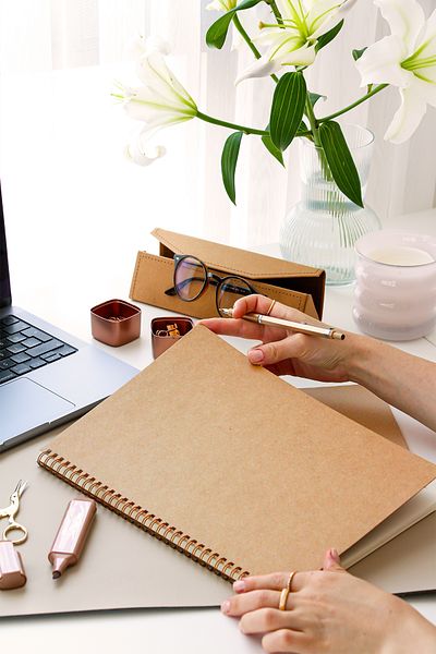 PAPERORA A4 Kraft Cardboard Cover 70 Sheets 110 Gram Dotted Notepad