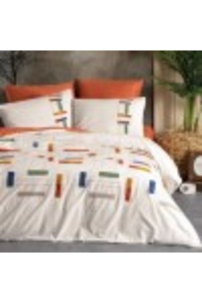 Cotton Box Double Bed Linen with Embroidery, Cotton Box, Katy Cinnamon