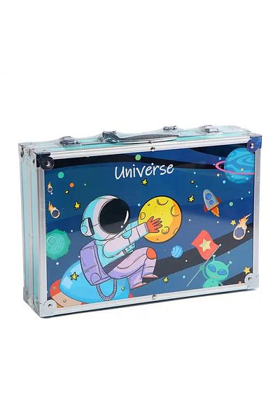 WePro Store Kids painting and drawing set 145 pcs, metal box, astronaut blue, 3+ years