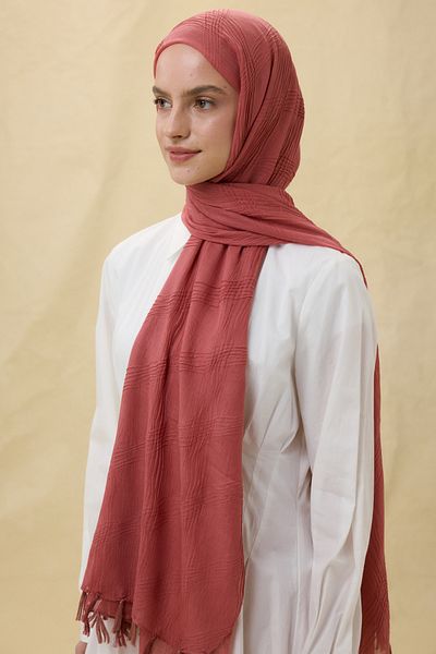 FENZA SCARF Lilyum Peach Fringe Tassel Cotton Shawl