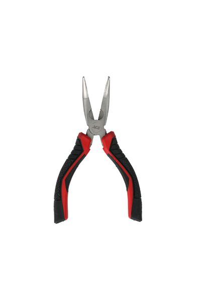 ACE Chrome Vanadium Steel Cushioned TPR Grip Bent Nose Plier Black and Red 6inch