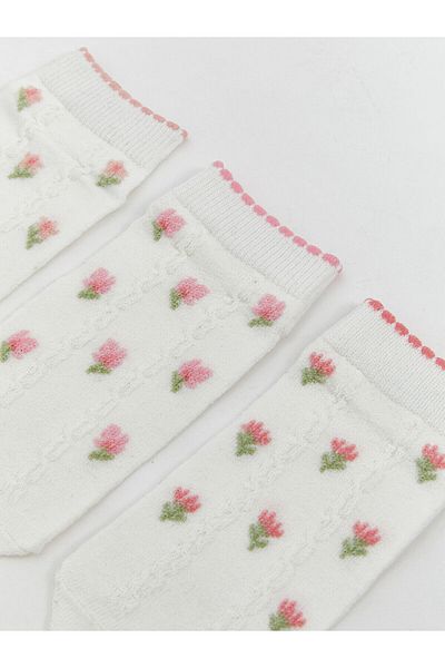 LC Waikiki Floral Baby Girl Booties Socks 3 pcs