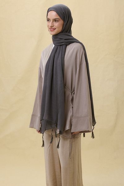FENZA SCARF Brice Smoked Long Fringe Tassles Cotton Shawl