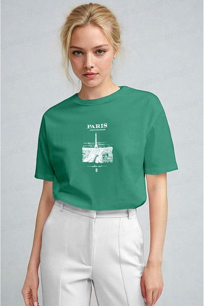 Millionaire Women's Bntn Green Paris Regular Fit Regular Fit T-Shirt