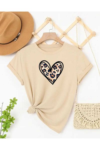 TekTarzz Μπλουζάκι Unisex Leopard Heart με στάμπα