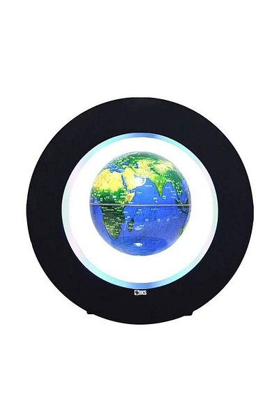 SIKS ® Magnetic Levitating Globe, LED Lighting, Round Stand, Power Cable, Automatic Rotation, Blue