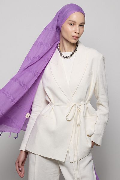 FENZA SCARF Lilyum Lavender Fringe Tassel Cotton Shawl