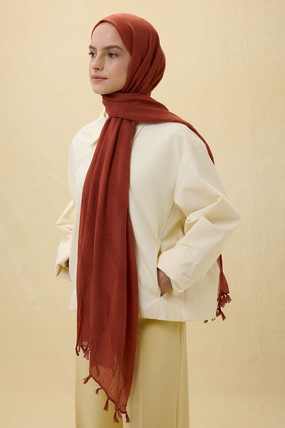 FENZA SCARF Lilyum Tile Fringe Tassel Cotton Shawl