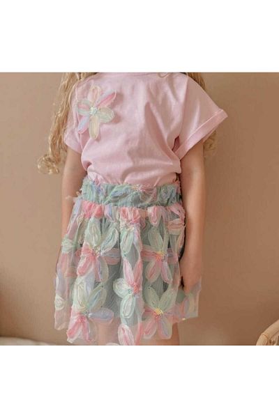 Dadiva Girl's Lily Model Short Sleeve Skirt Suit