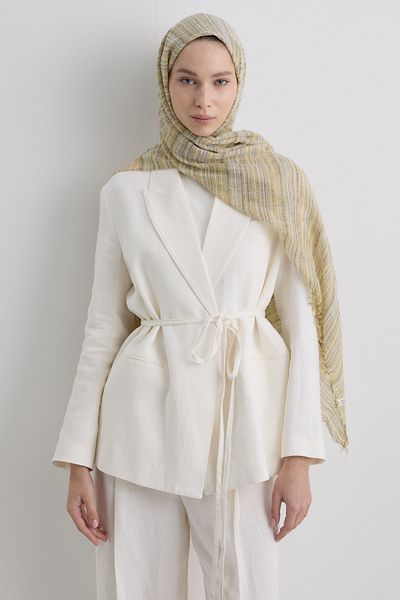 FENZA SCARF Baby Sari Thin Striped Linen Textured Cotton Shal