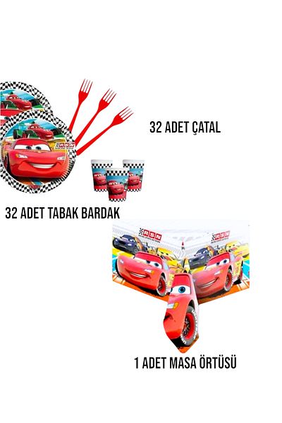 Evabrite Cars Cars Lightning Mcqueen Boy Birthday Party Concept Set 32 Person Party Supplies