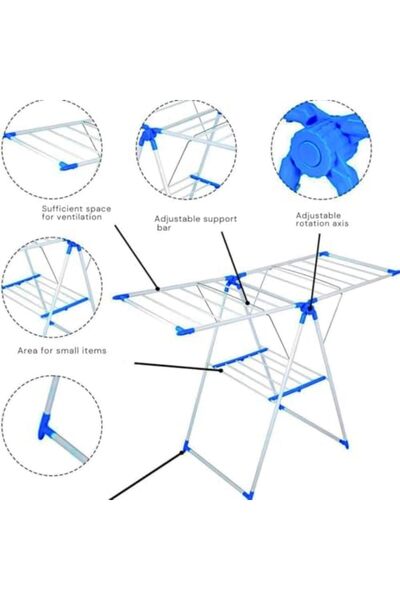Generic Foldable Clothes Drying Stand with Adjustable Wings Laundry hack Suitable for Indoor and Outdoor Use