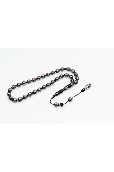 BlackCraft Oltu Taşı Kırmızı Galalith Damla İçi Damla İşlemeli Tespih