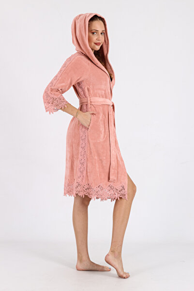 Nuşa Lace Niki Velvet Bamboo Cotton Dressing Gown