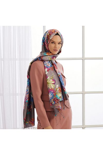 ipekevi Fig Purple İpekevi Silk Shawl 4216