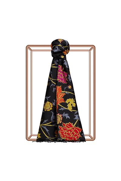 ipekevi Black-Gold Silk Shawl 7892