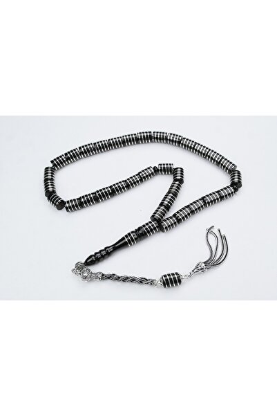 BlackCraft Oltu Stone Screw-Engraved Rosary