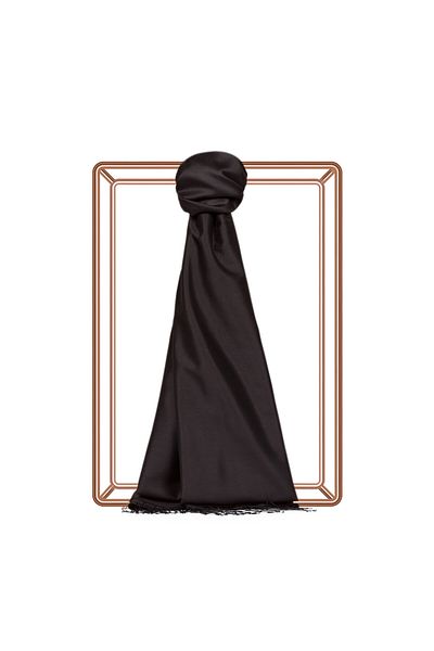 ipekevi Black Silkmill Plain Silk Shawl 2911
