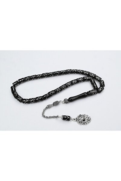 BlackCraft Oltu Taşı Kesme Model Tek Zikzak Dörtlü Baklava İşlemeli Tespih