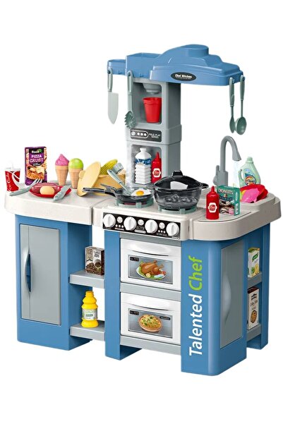 WePro Store Set bucătărie copii albastru, circuit de apă, cuptor, plită, lumi...